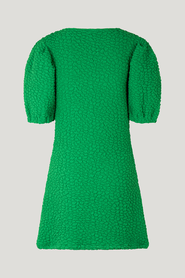 Jazmyn Dress Fern Green An ultra-stretchy, A-line minidress with a bubble texture and puffed, elasticated short sleeves - back image