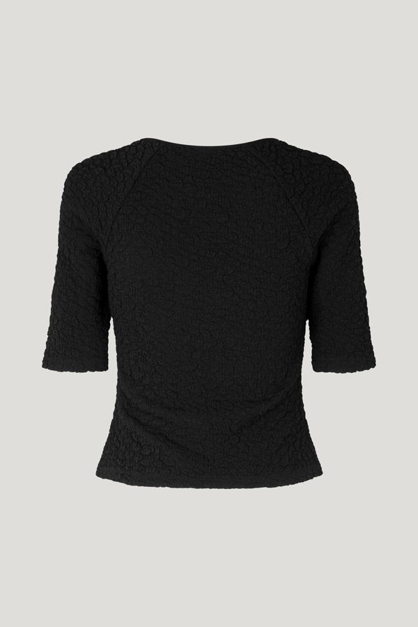 Javeah Top black An ultra-stretchy top with a square neckline and half-length sleeves - back image