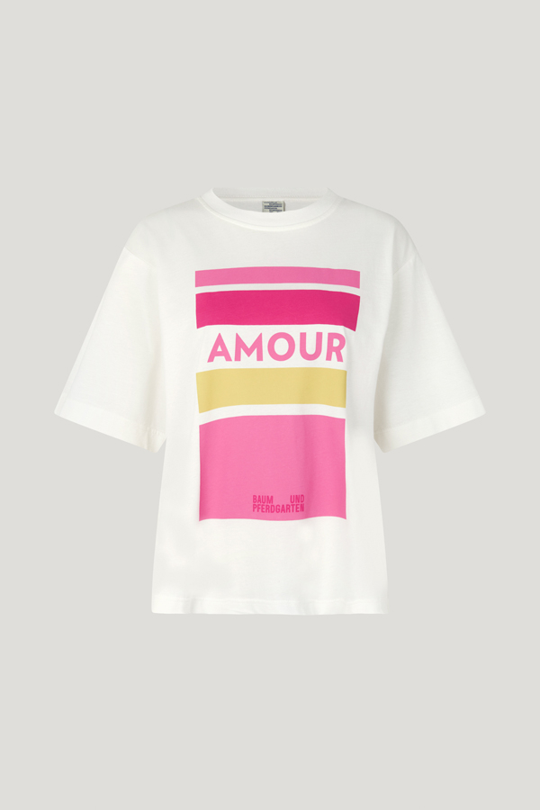 Jilli T-shirt Bright White Amour An oversized, classic crew-neck t-shirt with a dropped-shoulder silhouette - front image