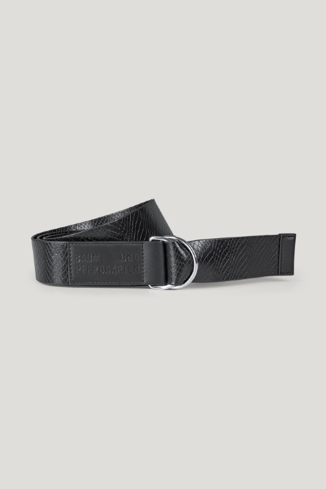Leka Belt Black Snake This D-ring belt features an embossed logo on one end - front image
