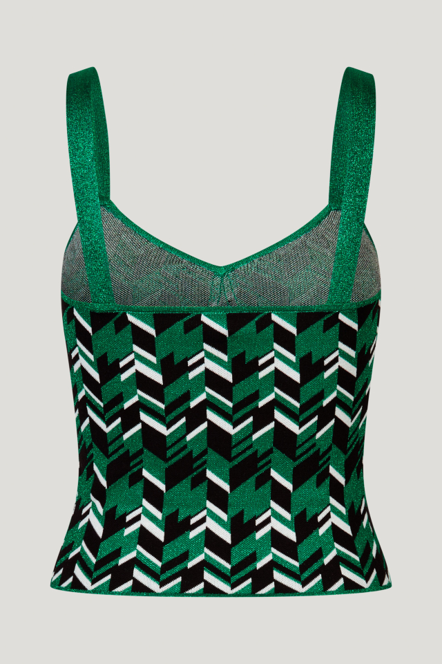 Catlin Top Green Geometric This crop top is made from a stretchy knit fabric - back image