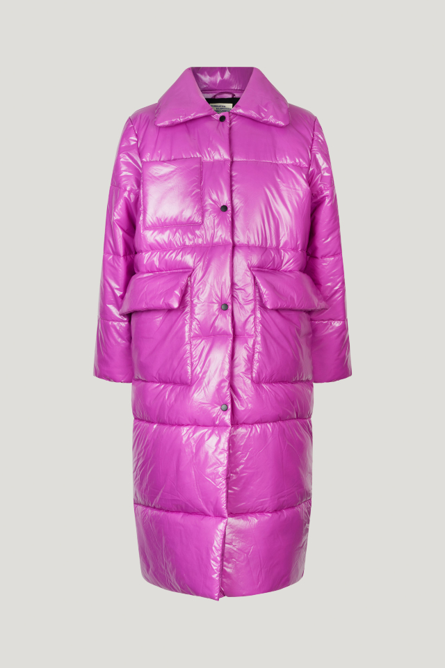 Delaware Coat Radian Orchid This longline, puffy coat features both zip and button closures - front image