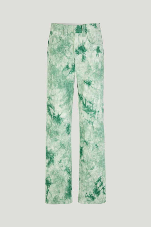 Nelly Trousers Green Ice Velvet These mid-rise, straight-leg corduroy trousers feature a zip fly with hook closure, as well as pockets at the sides and back - front image