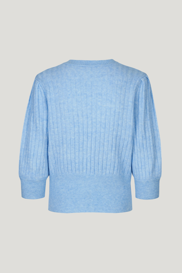 Chelle Sweater Windsurfer This soft, cropped knit jumper features a ribbed pattern and three-quarter length sleeves - back image