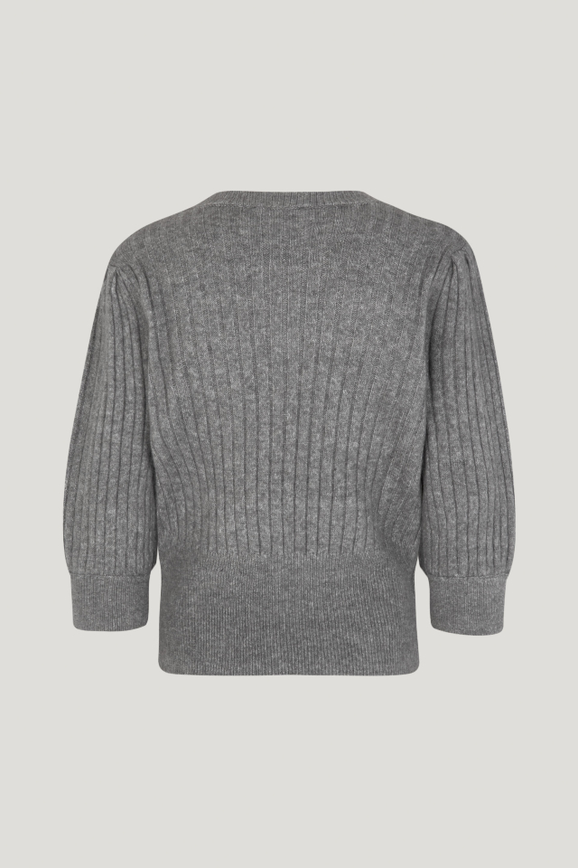 Chelle Sweater Margot Grey This soft, cropped knit jumper features a ribbed pattern and three-quarter length sleeves - back image