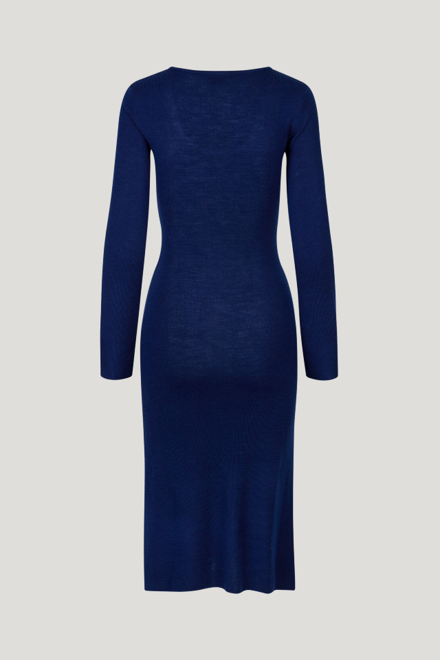 Cecily Dress Ocean Cavern This soft, stretchy sweater dress features a scoop neck and slits at the sides - back image