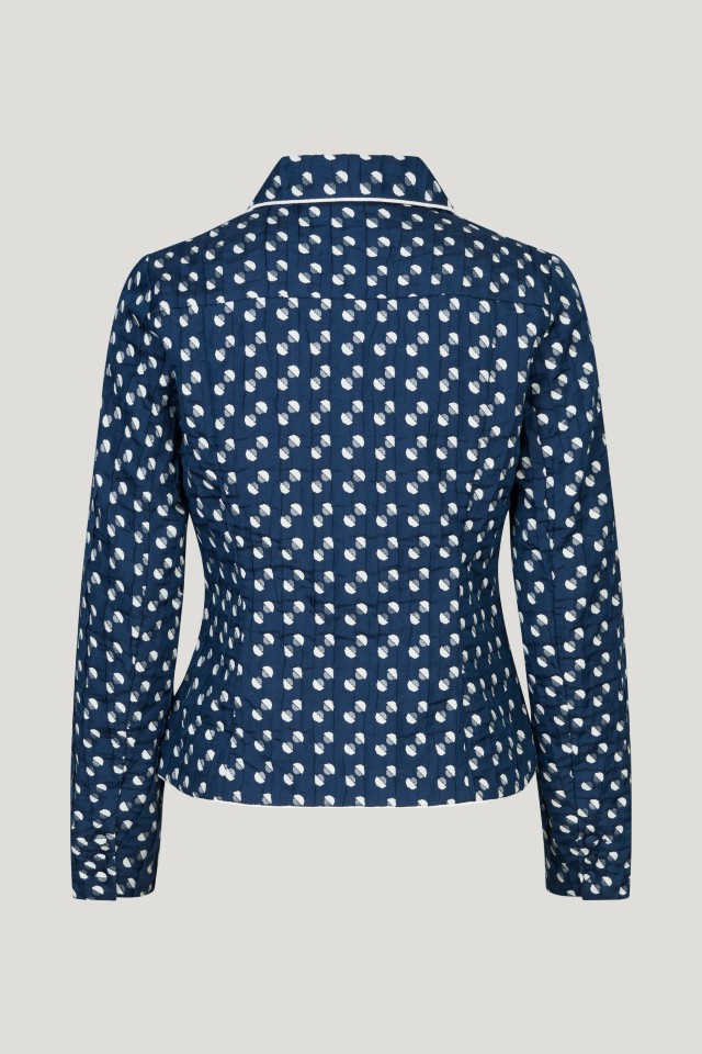 Belula Blazer Blue Jacquard Dot This light, jacquard jacket features button closures and pockets in the front - back image