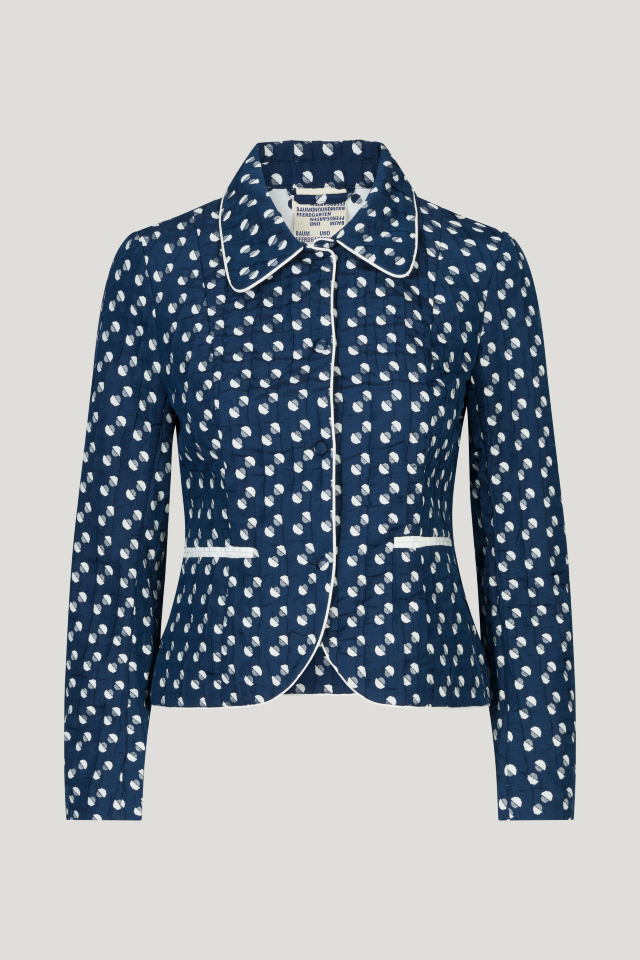 Belula Blazer Blue Jacquard Dot This light, jacquard jacket features button closures and pockets in the front - front image
