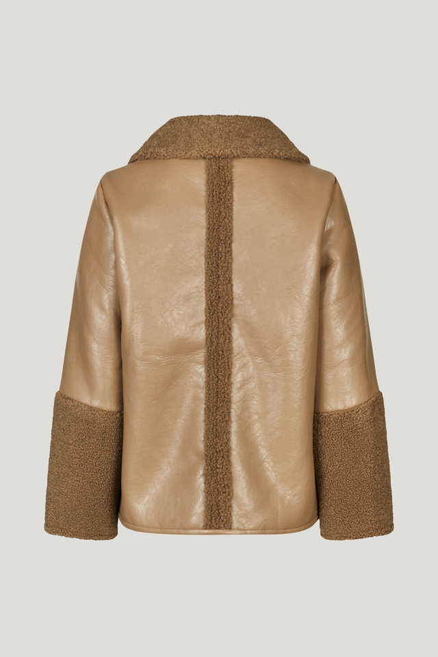 Briona Jacket Camel Camel This jacket features button closures in the front, shearling-style detailing throughout, and patch pockets - back image