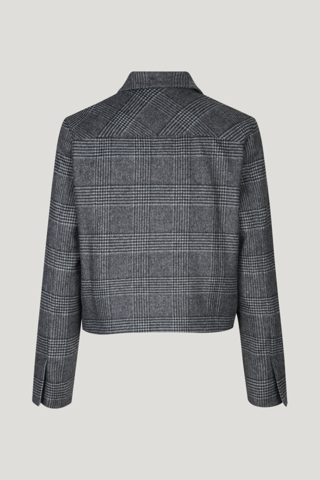 Bijou Jacket Grey Royal Check This cropped, collared jacket features four patch pockets at the front - back image