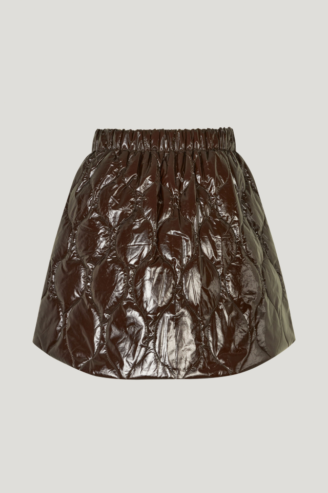 Sierra Skirt Brown Demitasse This quilted miniskirt has an elasticated waistband and pockets at the sides - back image