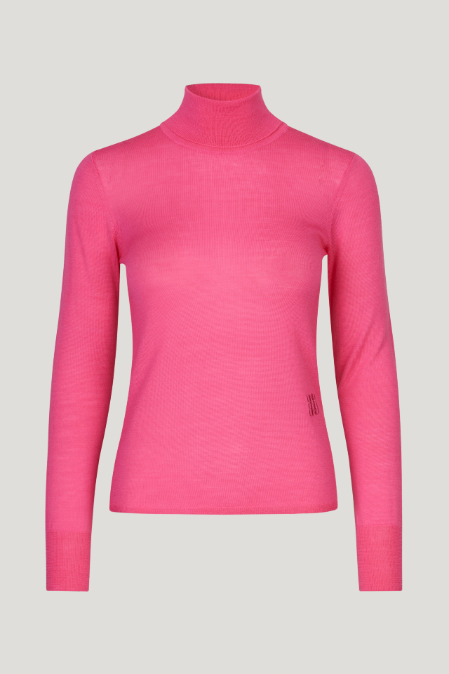 Corenna Sweater Sangria Sunset This soft, stretchy turtleneck jumper features a small embroidered logo at the left bottom corner - front image