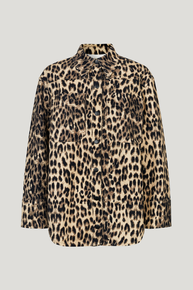 Bahena Jacket Brown Baum Leopard This shirt-style jacket feature snap button closures and patch pockets at the chest - front image