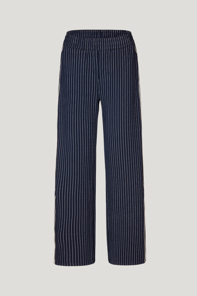 Janka Trousers Tracksuit Pinstripe These soft trousers feature an elasticated waistband, pockets at the sides and back, and raised track stripes down the sides - front image