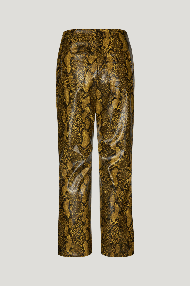 Norma Trousers Yellow Snake These mid-rise, stretchy trousers have a zip closure at the side and pockets at the back - back image