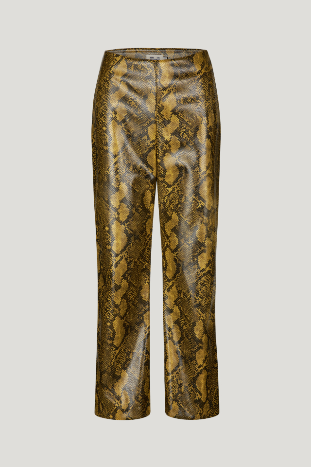 Norma Trousers Yellow Snake These mid-rise, stretchy trousers have a zip closure at the side and pockets at the back - front image