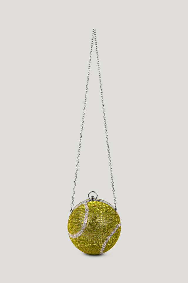 Kenza Bag Pearled Tennisball This is a solid crossbodybag with a chain strap - front image