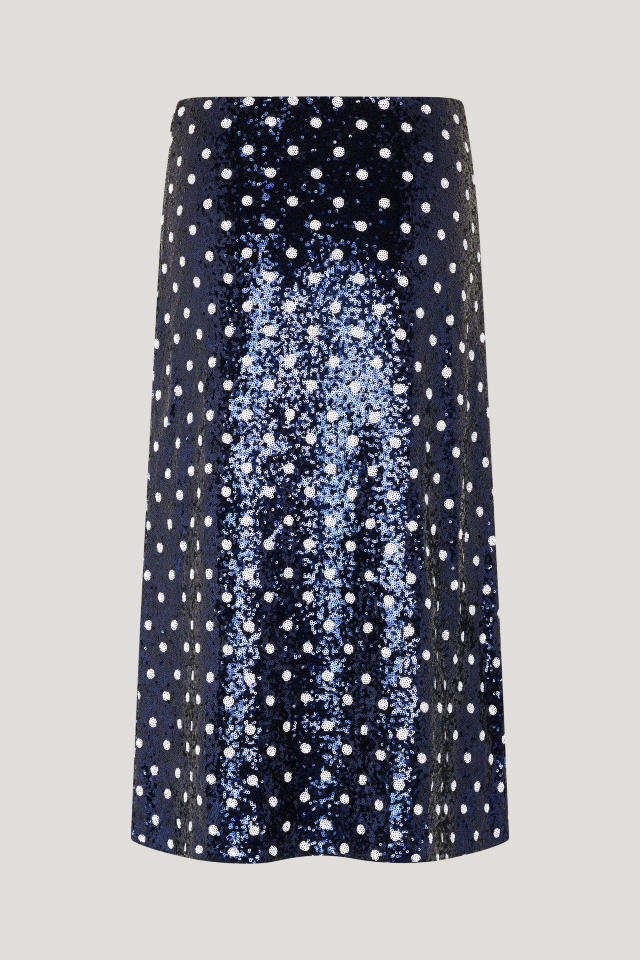 Jily Skirt Blue Dotted Sequins This sequined pencil skirt features a zip closure at the side and slight stretch to the fabric - back image
