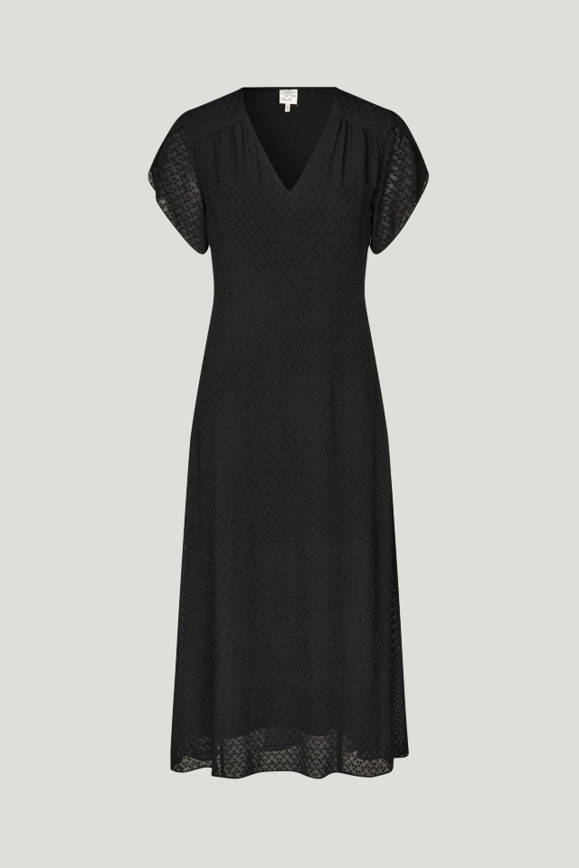 Aiyanna Dress black This midi-length dress features a V-neckline, zip closure at the side, and flutter sleeves - front image